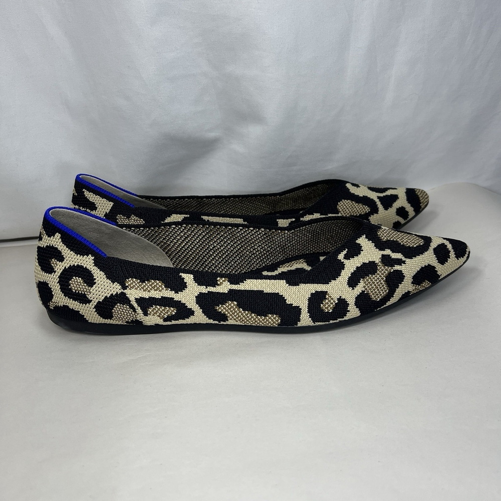 Rothy’s Pointed Toe Flats 11.5 Wild Cat Leopard Cheetah Soft Slip On Womens Shoe - Picture 9 of 13